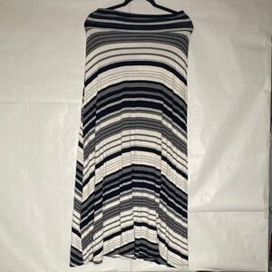 BCX Black, White & Gray Striped Maxi Skirt